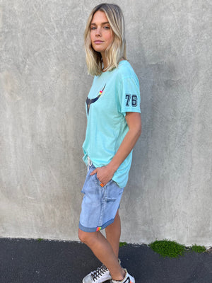 SUMMER BULL TEE - AQUA T-Shirt Hammill & Co 