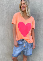 Oversized V-Neck Tee In Orange/Pink Shirt HAEL XIII 