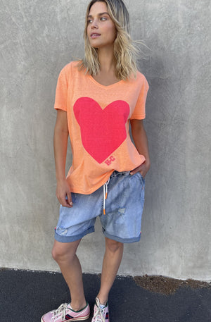 Oversized V-Neck Tee In Orange/Pink Shirt HAEL XIII 