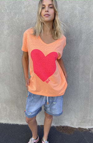 Oversized V-Neck Tee In Orange/Pink Shirt HAEL XIII 