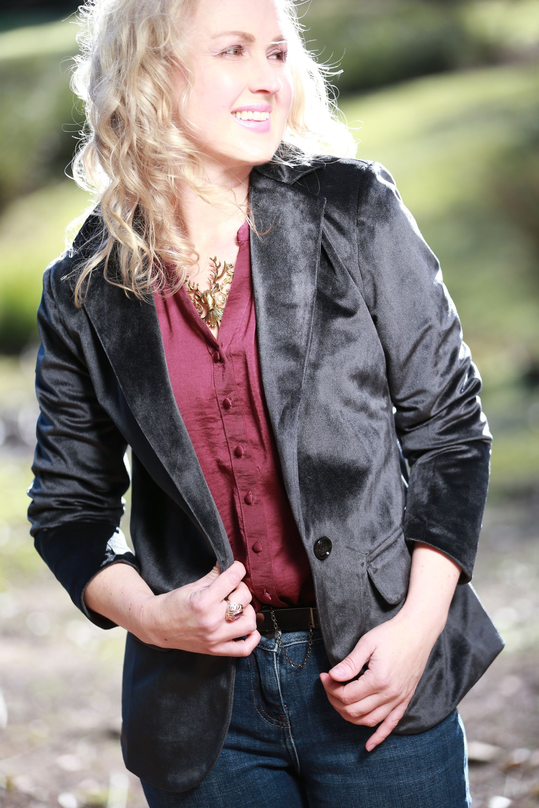 The Velvet Blazer Jacket HAEL XIII Steel L 