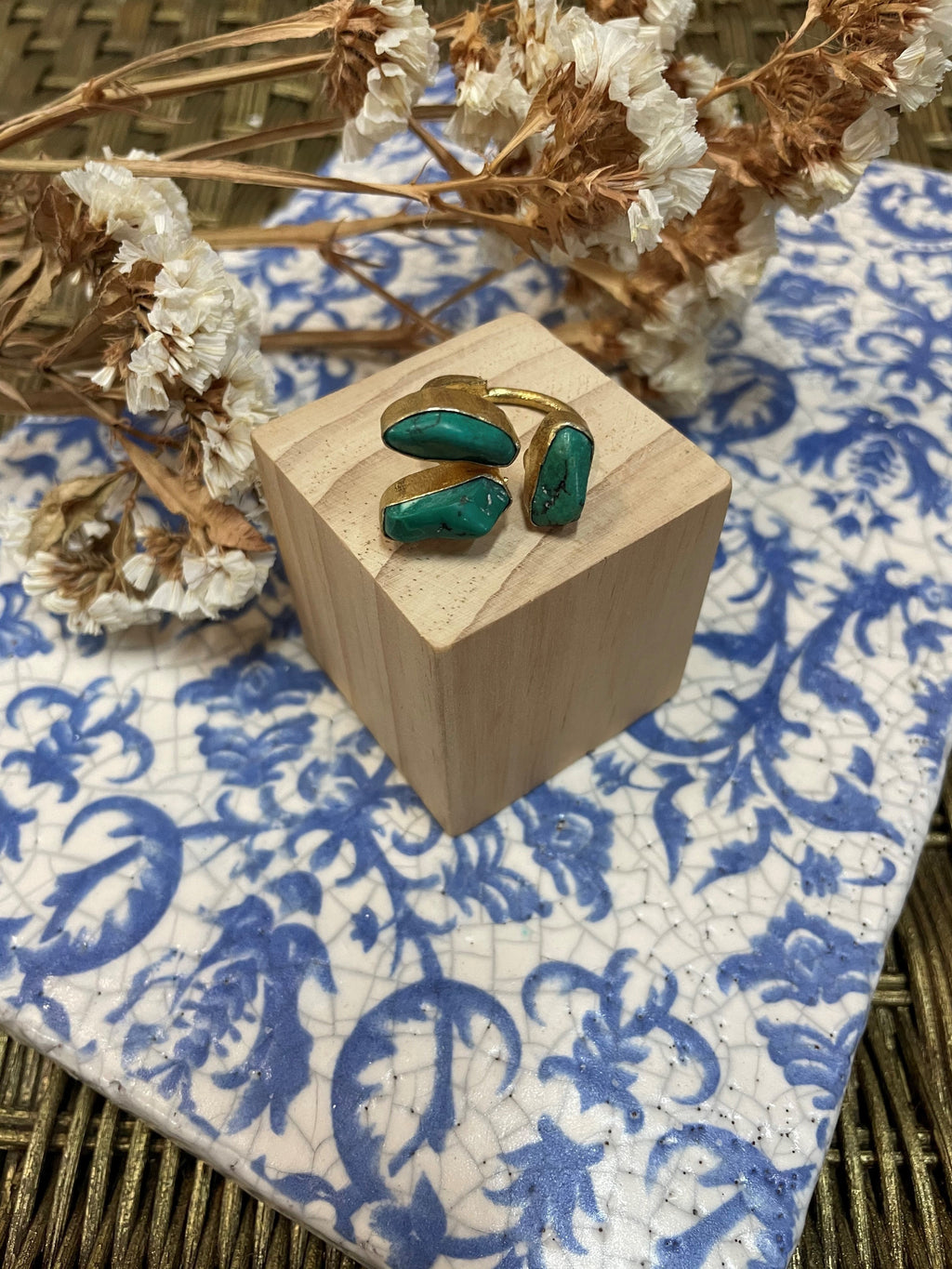 Turquoise Raw Cut Gem Ring Jewellery fossick 